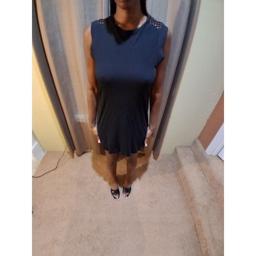 Sandro Paris (Size 3)Medium Black Diamond Out Mini Dress Sleeveless 100% Cotton